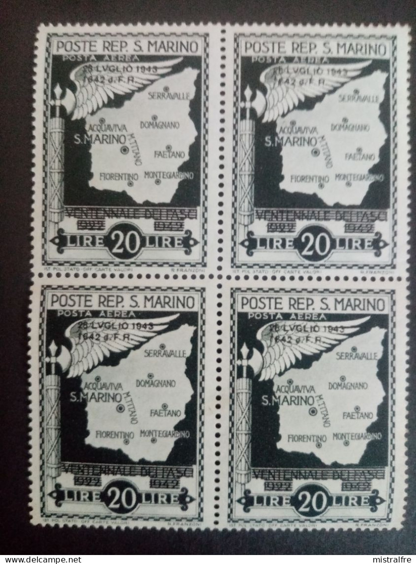 SAINT MARIN . 1943. Poste Aérienne N° 26 à 33." 28 Luglio 1943 " .  NEUFS ++. Côte YT 2017 : 91,20 € - Poste Aérienne