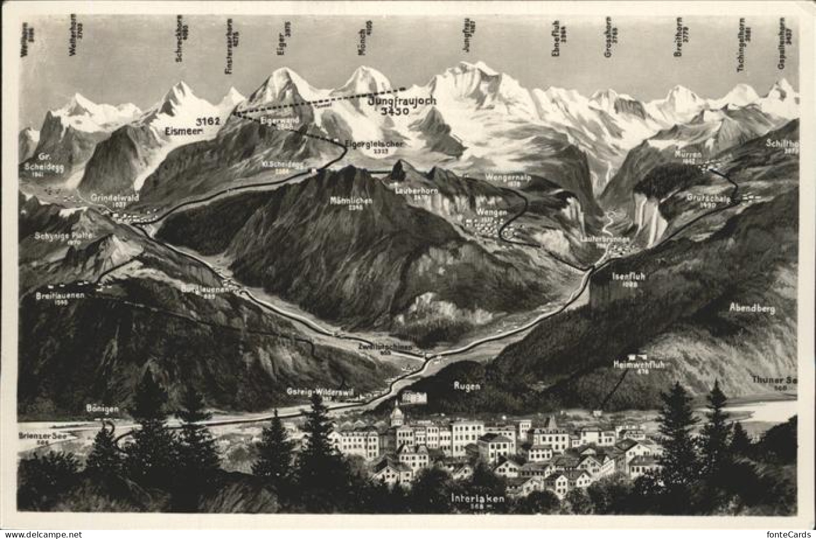 11353389 Interlaken BE Uebersichtskarte Berner Oberland Interlaken - Andere & Zonder Classificatie