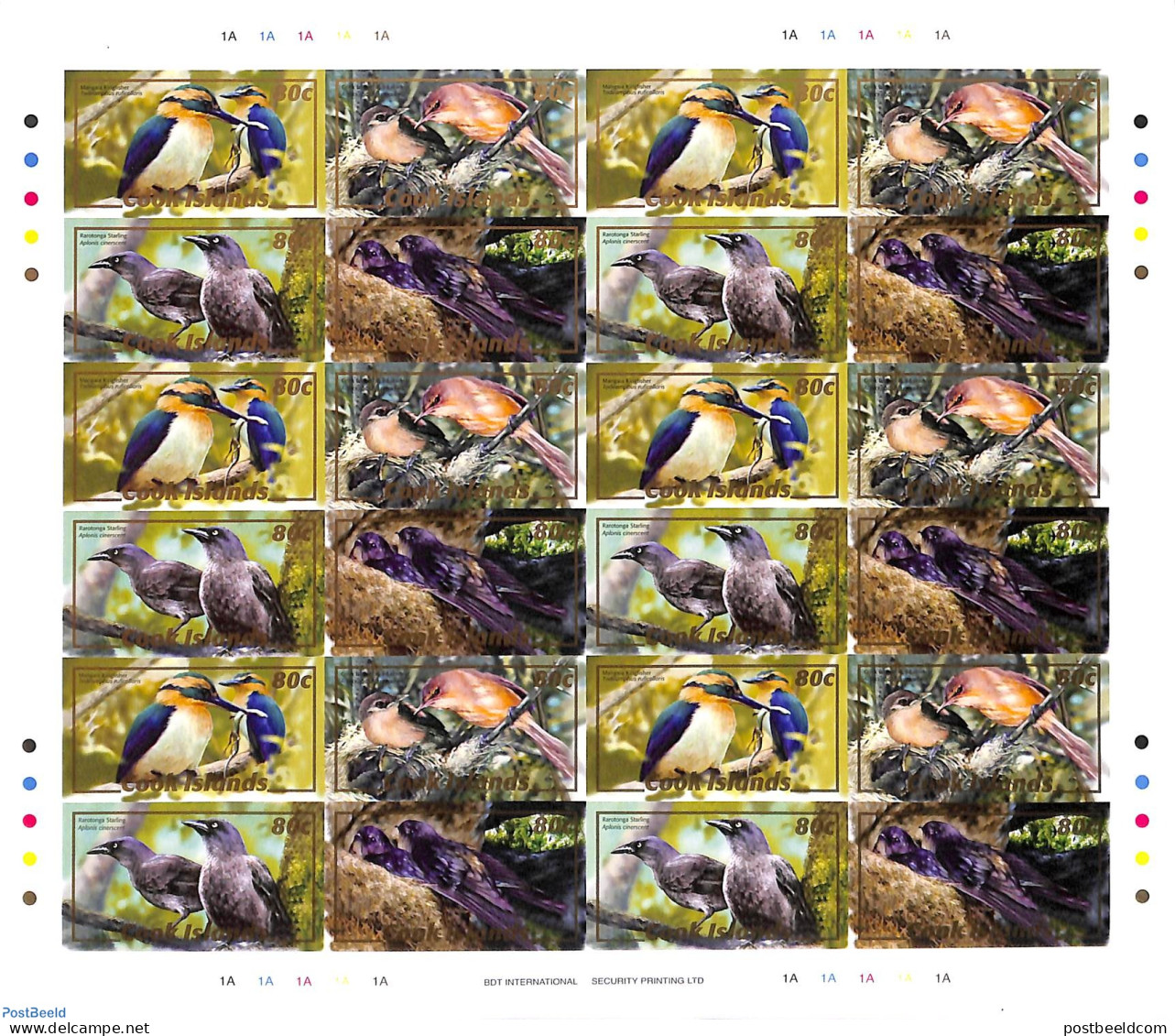 Cook Islands 2007 Complete Rare Imperforated Sheet, Birds, Mint NH, Nature - Birds - Andere & Zonder Classificatie