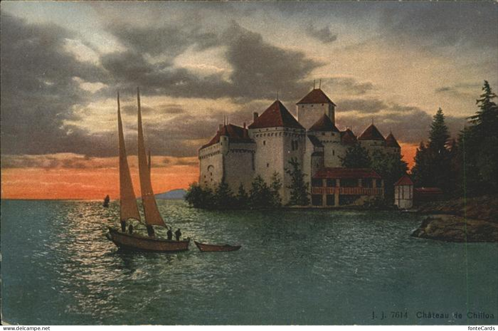 11353370 Chillon Chateau Bateau Lac Leman Abendstimmung Montreux - Autres & Non Classés
