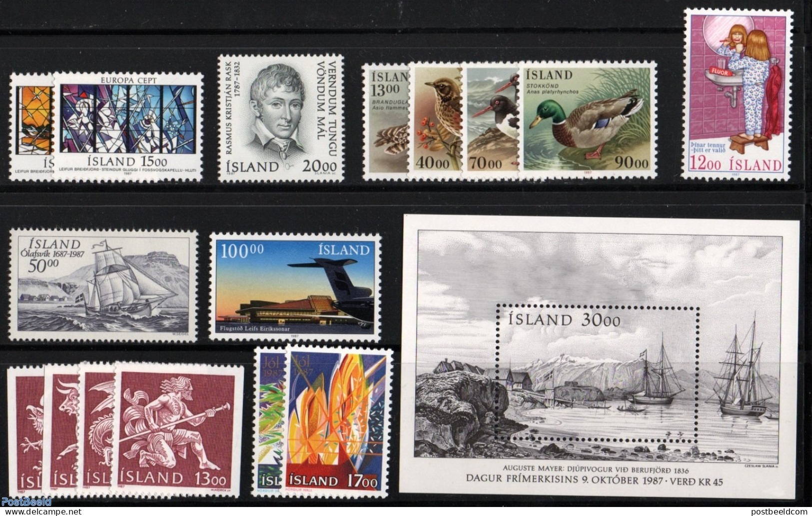 Iceland 1987 Yearset 1987 (16v+1s/s), Mint NH, Various - Yearsets (by Country) - Ongebruikt