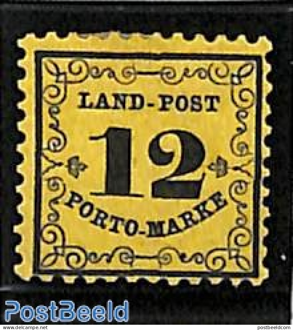 Germany, Baden 1862 Porto Marke 12kr, Stamp Out Of Set, Unused (hinged) - Other & Unclassified