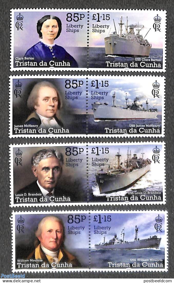 Tristan Da Cunha 2023 Liberty Ships 8v (4x[:]), Mint NH, Transport - Ships And Boats - Bateaux