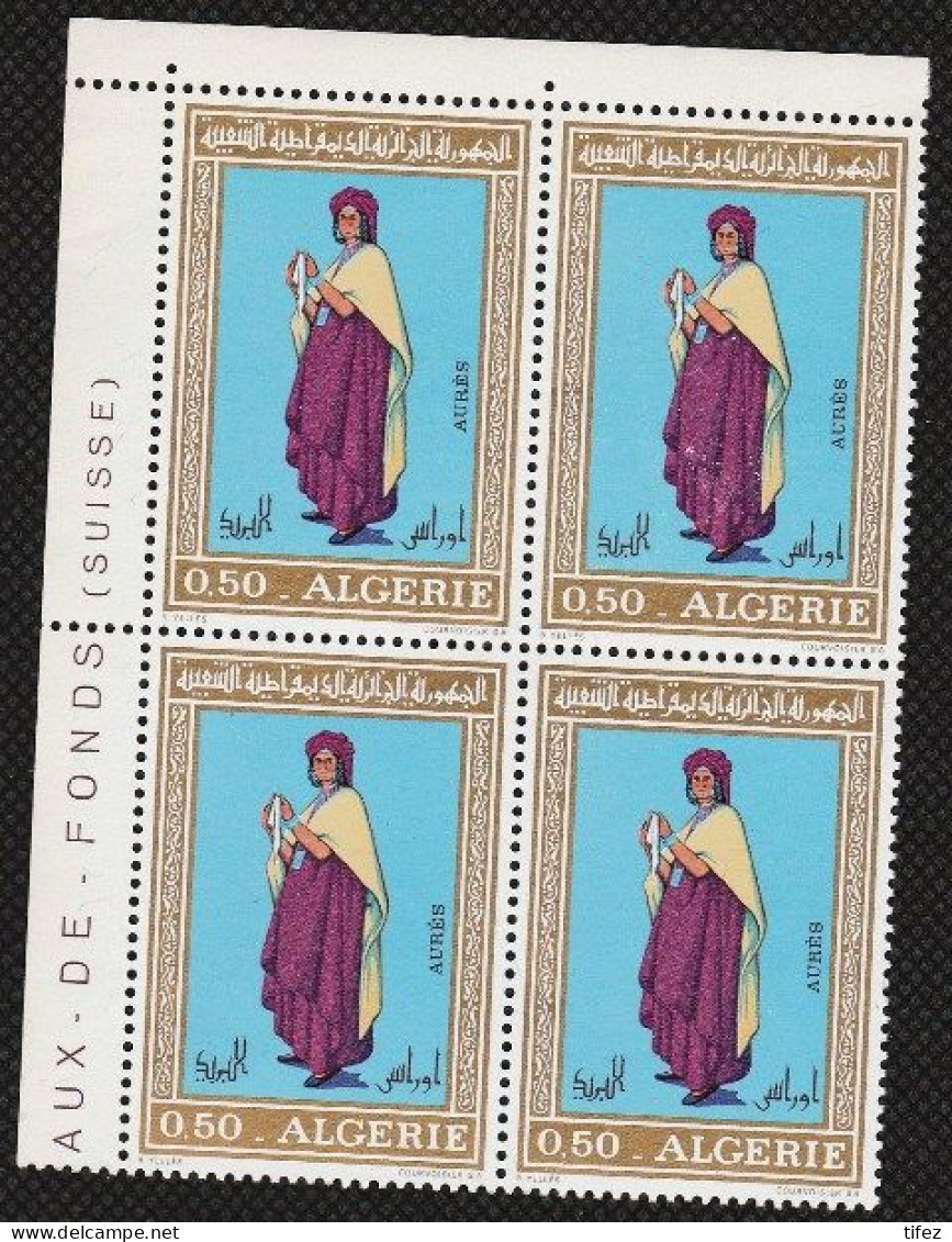Bloc De 4 : N° 538 Neufs**MNH : Année 1971 - Costume Traditionnel Des Aurès      (g2) - Algerien (1962-...)