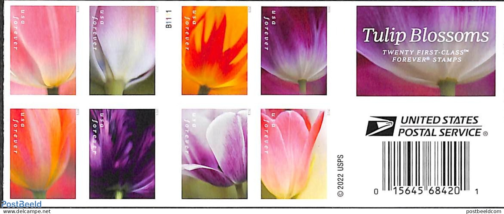United States Of America 2023 Tulip Blossoms 2x10v S-a In Double Sided Booklet, Mint NH, Nature - Flowers & Plants - Ongebruikt