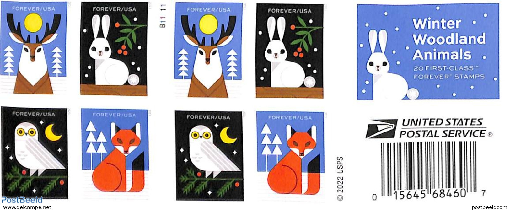 United States Of America 2023 Winter Woodland Animals Booklet S-a, Double Sided, Mint NH, Nature - Animals (others & M.. - Nuevos