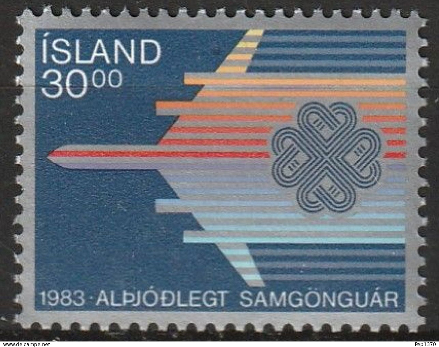 ISLANDIA 1983 - ICELAND - AÑO MUNDIAL DE LAS COMUNICACIONES - AVION - YVERT 558** - Avions