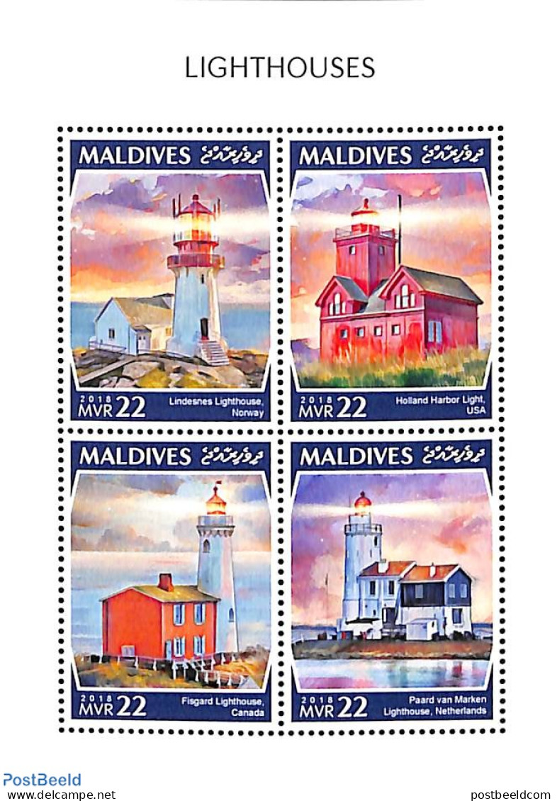 Maldives 2018 Lighthouses 4v M/s, Mint NH, Various - Lighthouses & Safety At Sea - Lighthouses