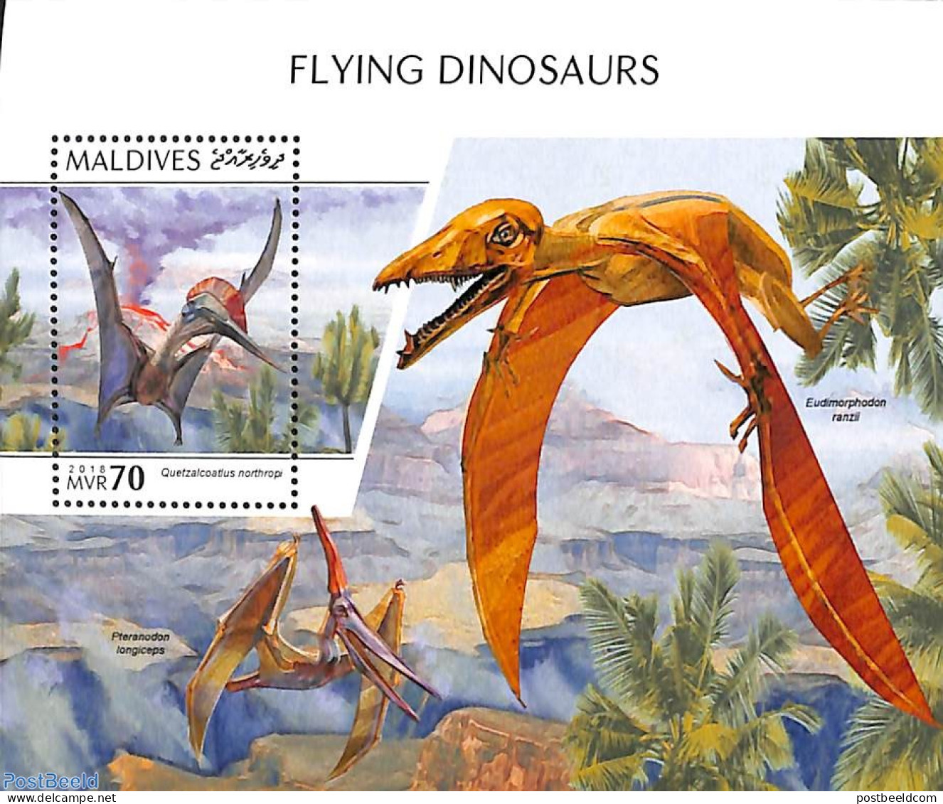 Maldives 2018 Flying Dinosaurs S/s, Mint NH, Nature - Prehistoric Animals - Prehistorics