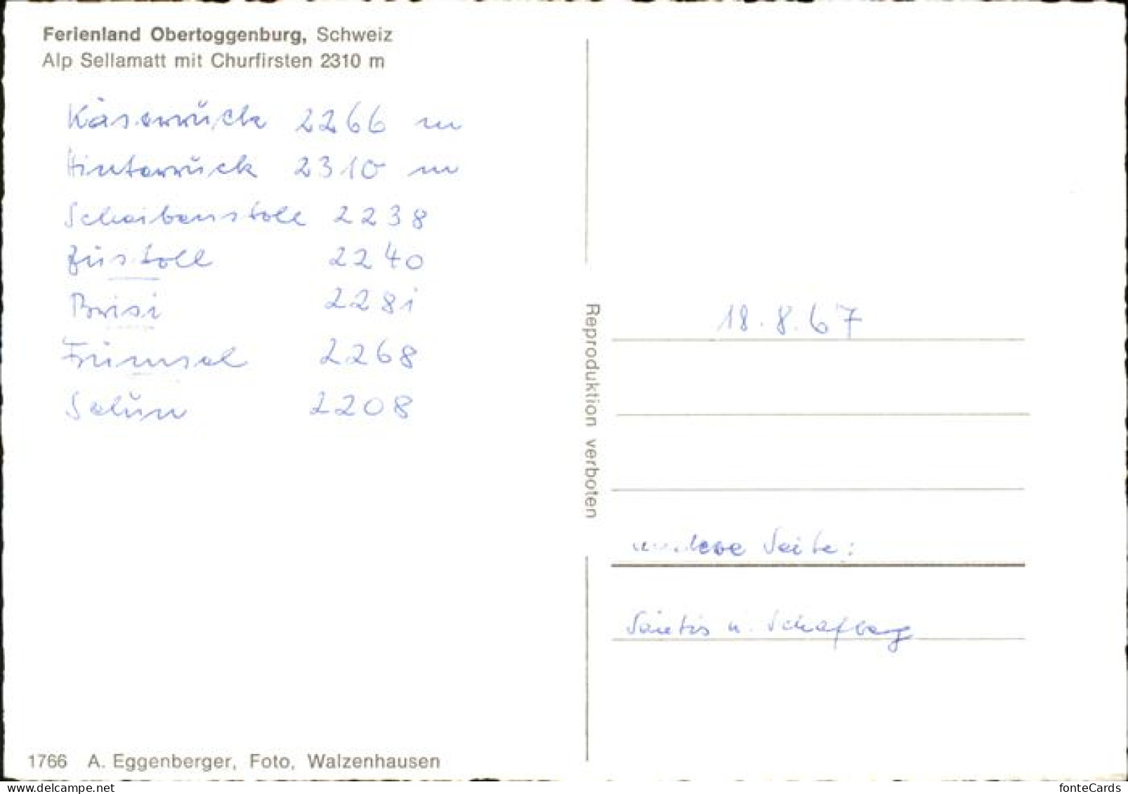 11339124 Toggenburg Ferienland Obertoggenburg Alp Sellamatt Mit Churfirsten Appe - Autres & Non Classés