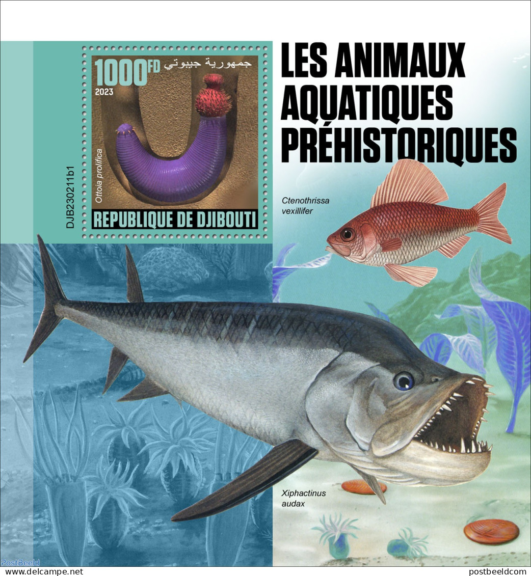 Djibouti 2023 Prehistoric Water Animals, Mint NH, Nature - Fish - Prehistoric Animals - Fishes