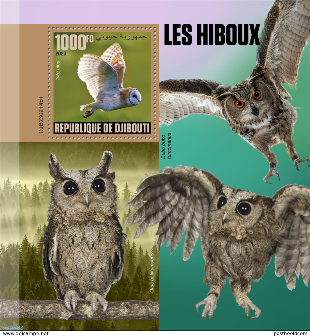 Djibouti 2023 Owls, Mint NH, Nature - Birds - Birds Of Prey - Owls - Yibuti (1977-...)