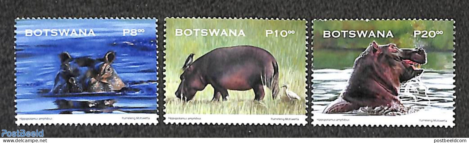 Botswana 2023 Hippo 3v, Mint NH, Nature - Hippopotamus - Botswana (1966-...)