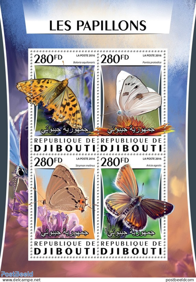 Djibouti 2016 Butterflies, Mint NH, Nature - Butterflies - Flowers & Plants - Djibouti (1977-...)