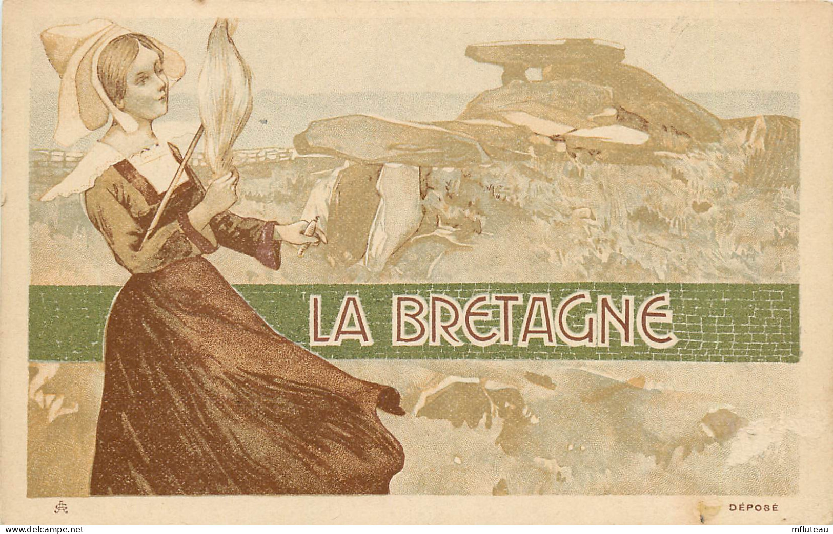 29* BRETAGNE    Jeune Fille  La Mer Et Rochers (illustree)   RL23,0540 - Trachten