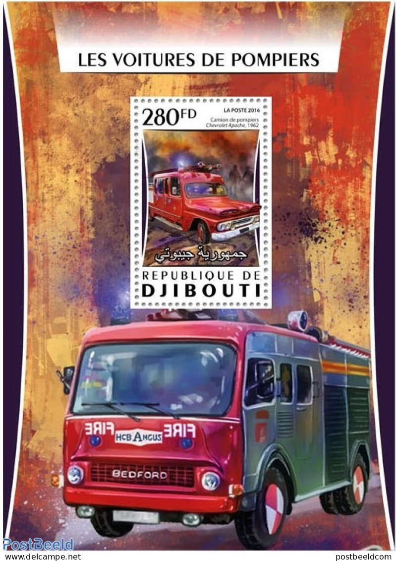 Djibouti 2016 Fire Engines, Mint NH, Transport - Automobiles - Fire Fighters & Prevention - Autos