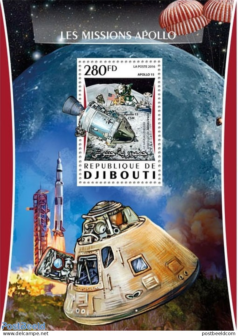 Djibouti 2016 Apollo Missions, Mint NH, Transport - Space Exploration - Dschibuti (1977-...)