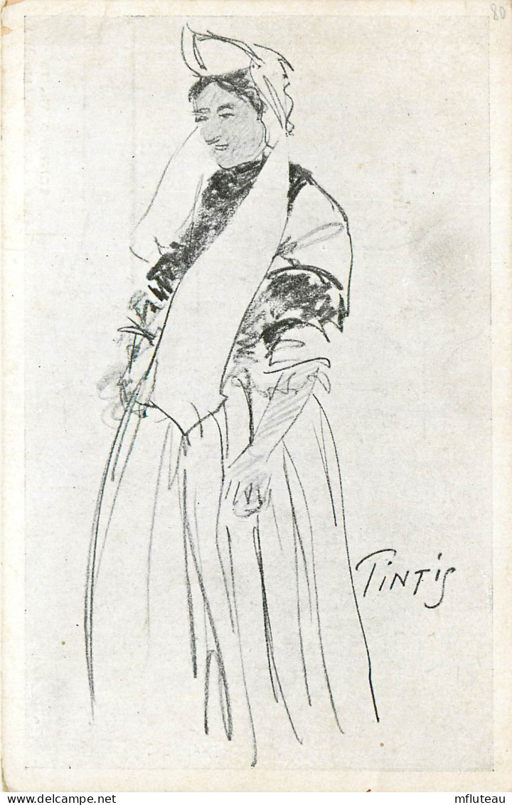 29* BRETAGNE  Femme (illustree) Tintis     (CPSM 9x14cm)  RL23,0189 - Costumes