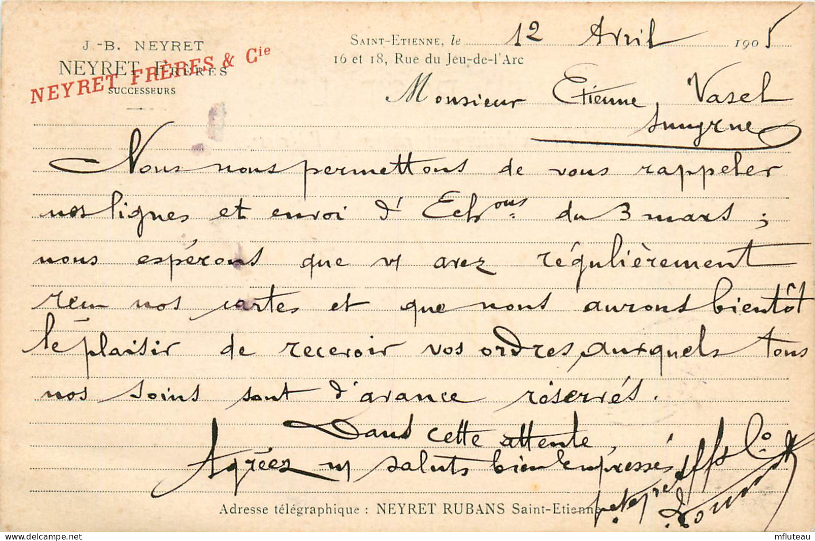 42* ST ETIENNE  Correspondance Entre Prise « NEYRET Freres »     RL23,2088 - Saint Etienne