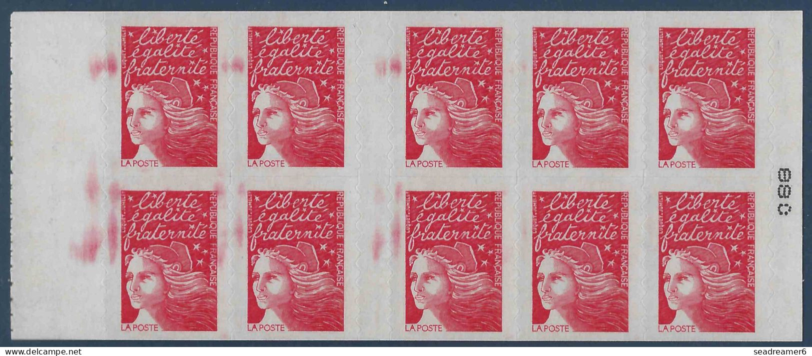 Carnet 10 Timbres N°3085-C4 Avec Variété Taches De Couleurs + Ra De Fraternité Obstrué Sur 4 Timbres Intéressant ! - 1997-2004 Marianne Of July 14th