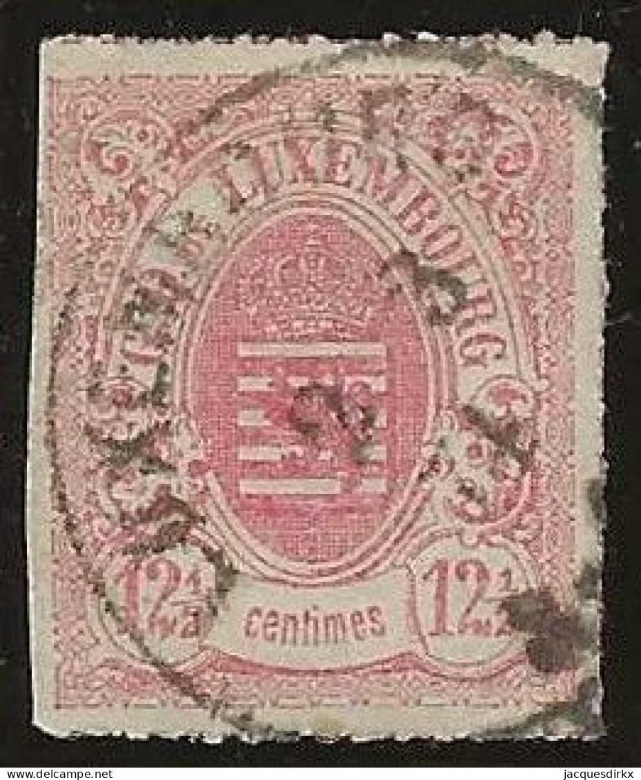 Luxembourg  .  Y&T   .   18    .  1865-73  .  Percés En Lignes Colorées   .    O   .    Oblitéré - 1859-1880 Coat Of Arms