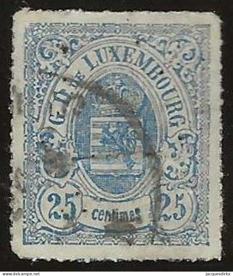 Luxembourg  .  Y&T   .   20   .  1865-73  .  Percés En Lignes Colorées    .    O   .    Oblitéré - 1859-1880 Stemmi