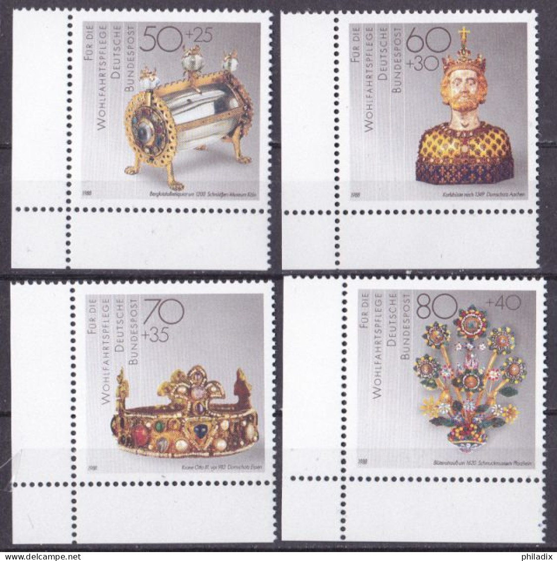 BRD 1988 Mi. Nr. 1383-1386 **/MNH Eckrand Unten (BRD1-6) - Unused Stamps