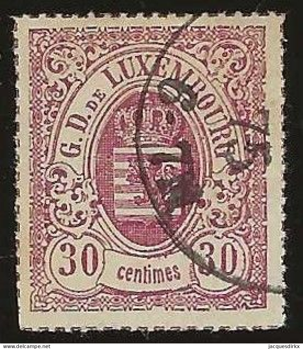 Luxembourg  .  Y&T   .   21  (2 Scans)    .  1865-73  .  Percés En Lignes Colorées  .    O   .    Oblitéré - 1859-1880 Stemmi