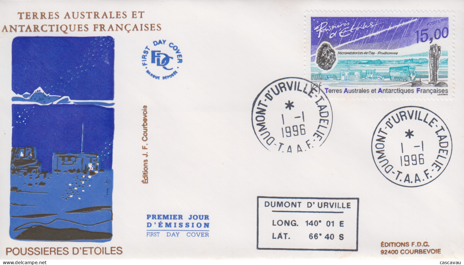 Enveloppe  FDC  1er  Jour    T.A.A.F    Poussiéres  D' Etoiles    1996 - FDC