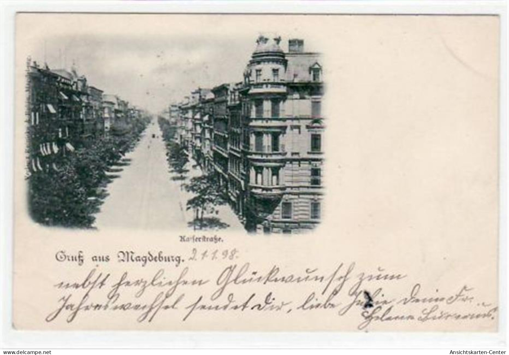 39009208 - Magdeburg Kaiserstrasse. Postalisch Gelaufen Mit Stempel Vom 02.01.1898. Albumabdruecke An Den Ecken Leichte - Magdeburg