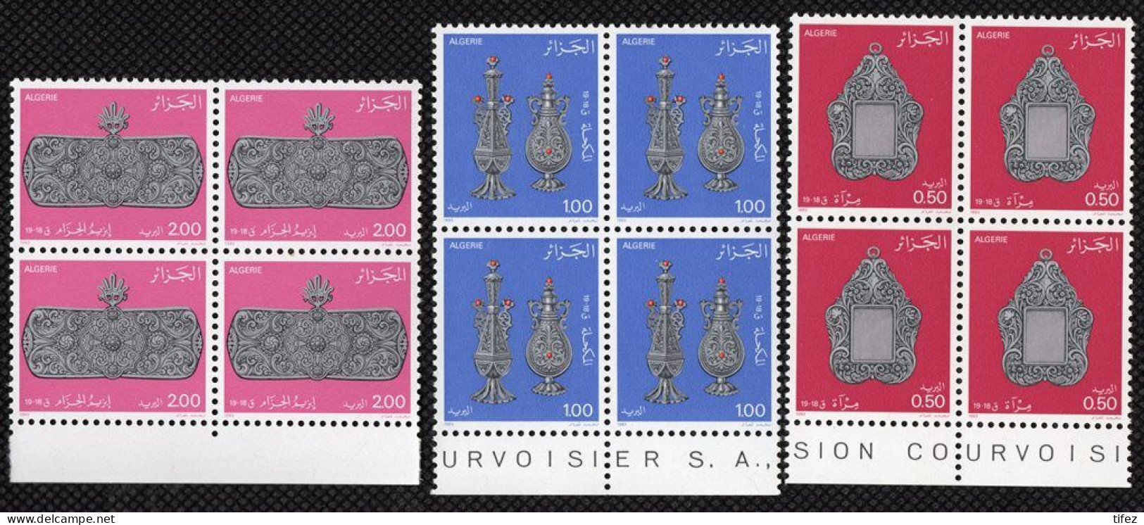 Bloc De 4 : N° 776/778 Neufs**MNH : Année 1983 - Artisanat : Orfèvrerie Du 18e Et 19e Siècle     (b) - Algeria (1962-...)