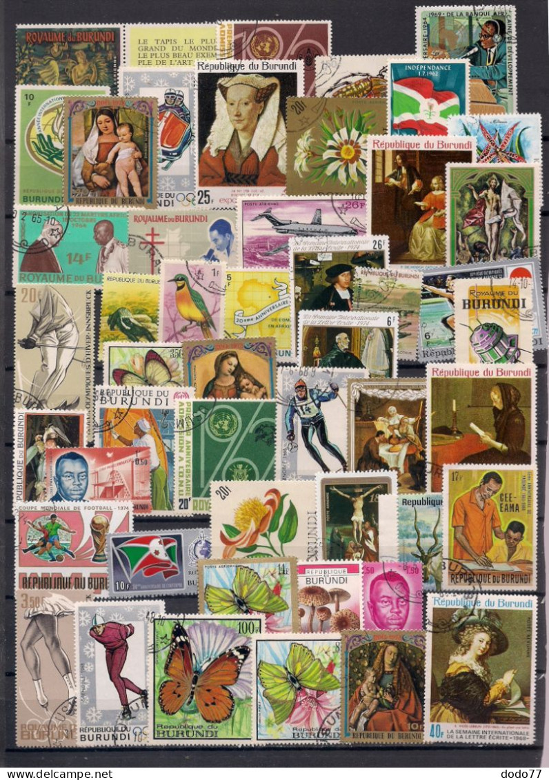 50 TIMBRES   BURUNDI     OBLITERES  TOUS DIFFERENTS - Collections (without Album)