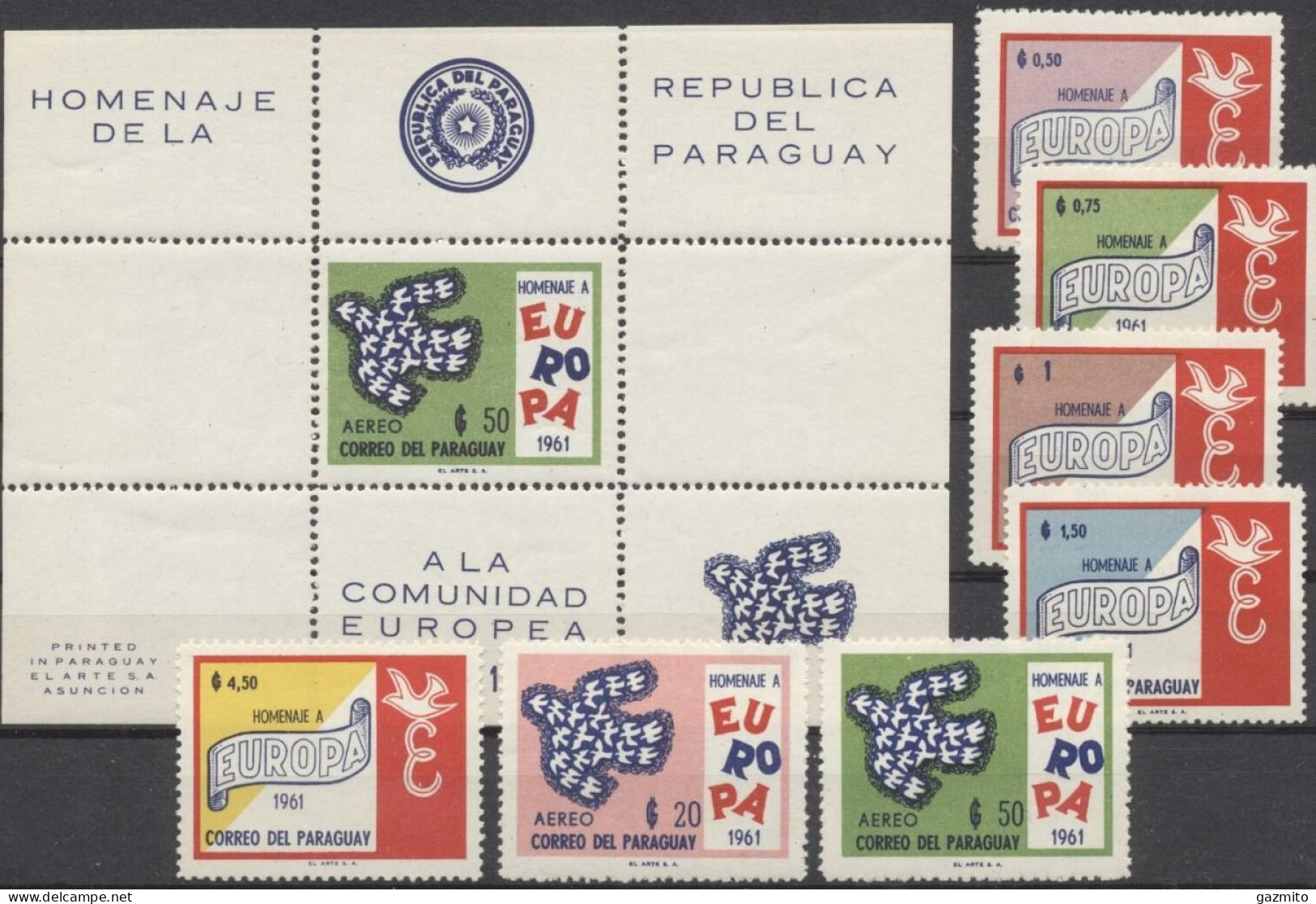 Paraguay 1961, Europe, 7val +BF - 1961