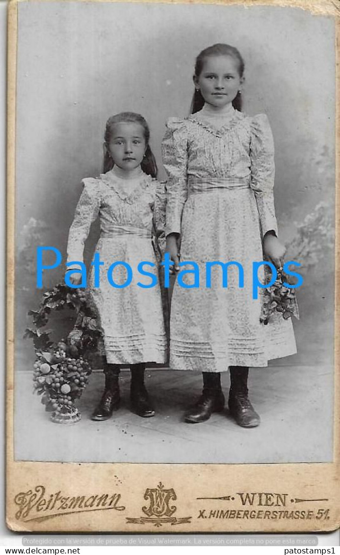 228790 AUSTRIA WIEN COSTUMES CHILDREN PHOTOGRAPHER WEITZMANN 6.5 X 10.5 CM CARD VISIT PHOTO NO POSTAL POSTCARD - Photographs