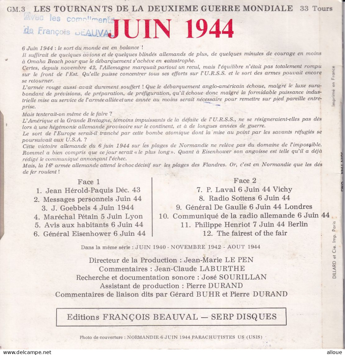 JUIN 1944 - FR EP - LES TOURNANTS DE LA DEUXIEME GUERRE MONDIALE - Unclassified