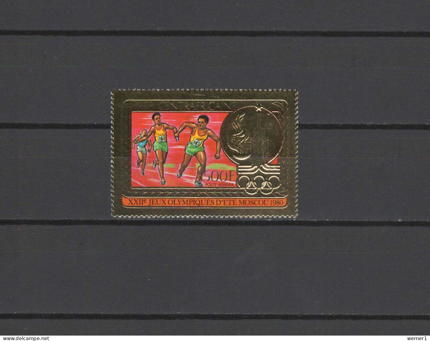 Central Africa 1980 Olympic Games Moscow, Athletics Gold Stamp MNH - Summer 1980: Moscow