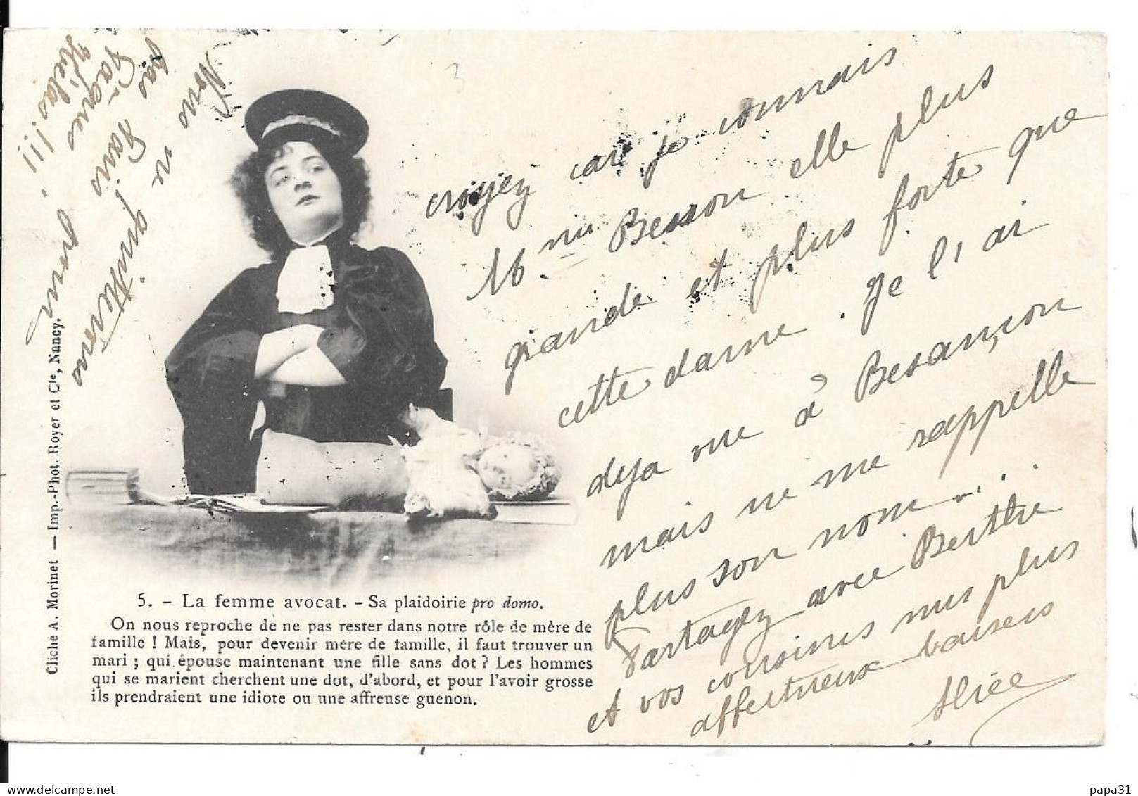 La Femme Avocat , 1900  N° 5, Carte Précurseur , Cliché: A. Morinet - Mujeres