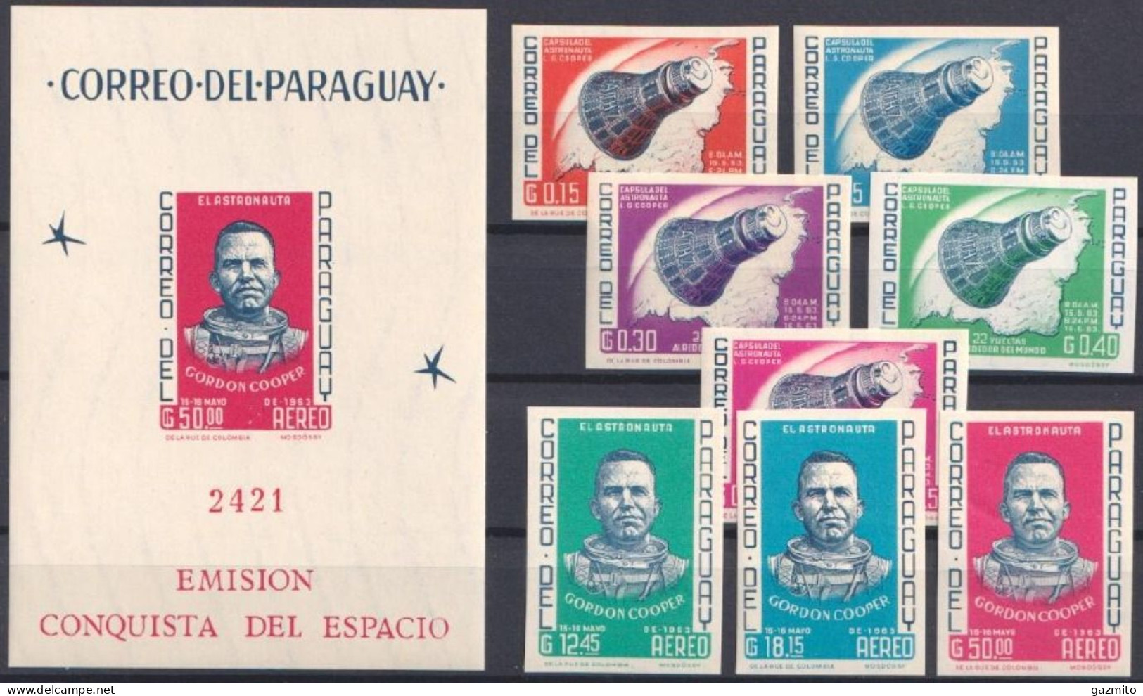 Paraguay 1963, Space Explorers, 8val +BF IMPERFORATED - Paraguay