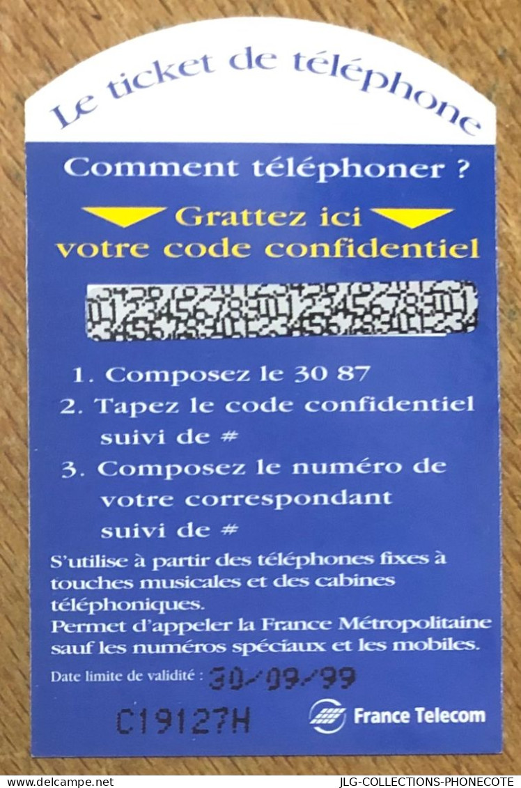 TICKET TÉLÉPHONE VOTRE AGENCE PREPAID PREPAYÉE CALLING CARD NO TELECARTE PHONECOTE SCHEDA PHONE CARD - FT