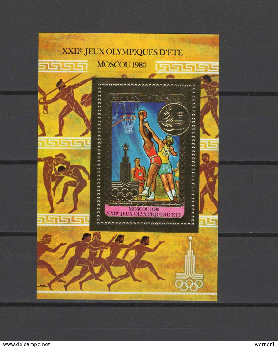 Central Africa 1980 Olympic Games Moscow, Basketball Gold S/s MNH - Ete 1980: Moscou