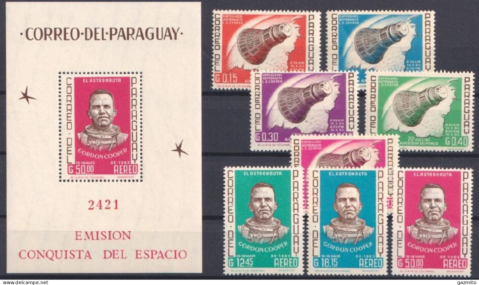 Paraguay 1963, Space Explorers, 8val +BF - South America