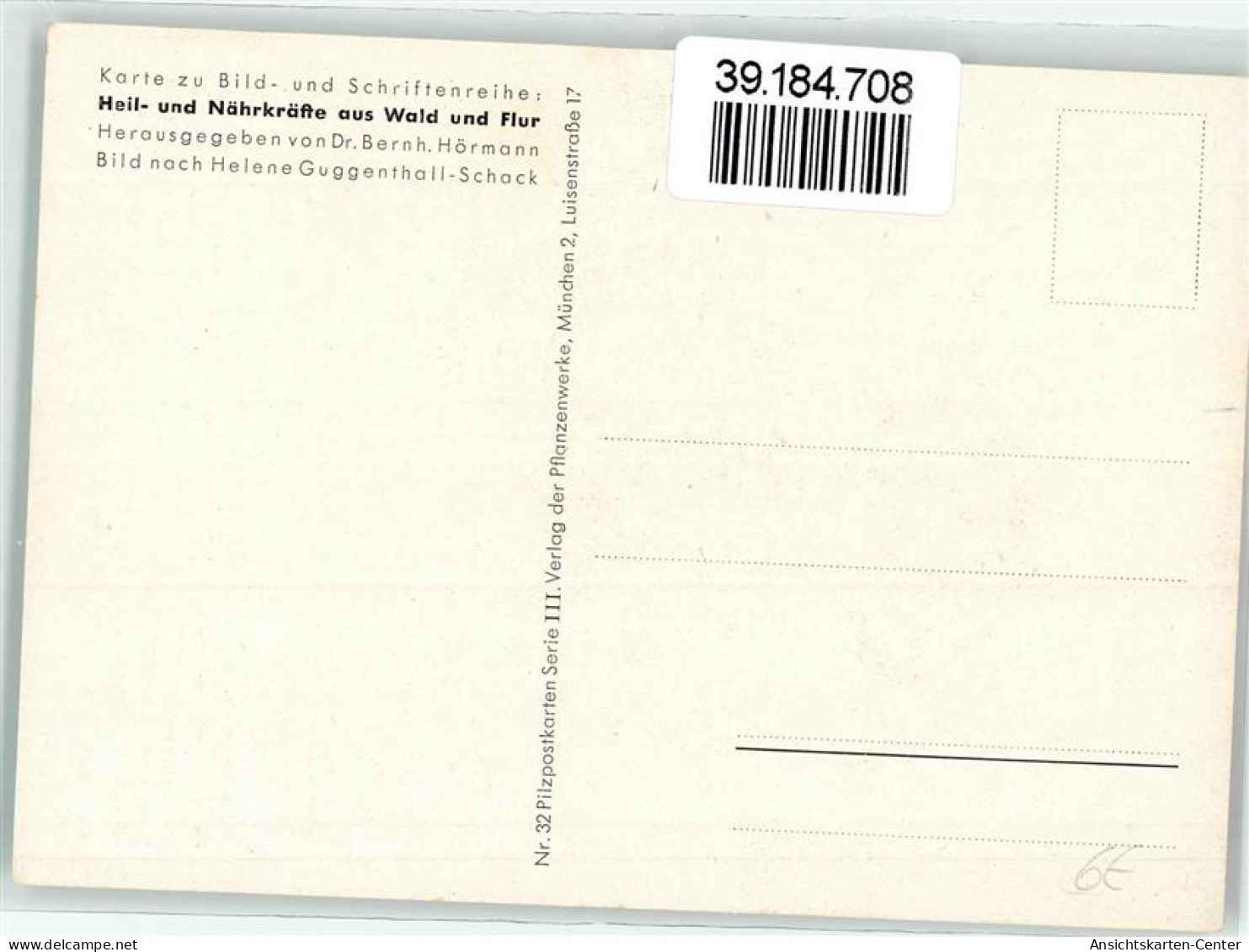 39184708 - Nr. 32  Sign. Guggenthall-Schack ,  Sandroehrling - Verlag Der Pflanzenwerke , Muenchen AK - Andere & Zonder Classificatie