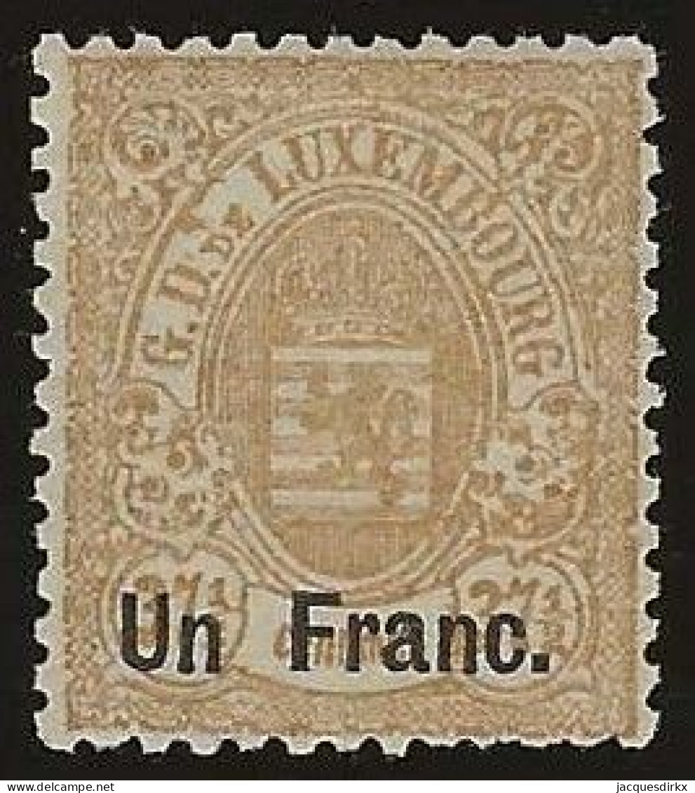 Luxembourg  .  Y&T .   36   .   * VLH .    Neuf Avec Gomme Et Une Trace Tres Légère D'une Charnière - 1859-1880 Wappen & Heraldik