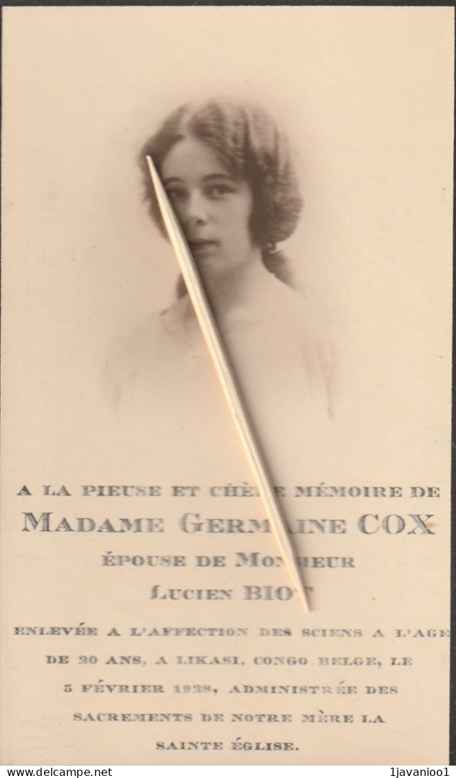 Germaine Cox, Biot, Congo-Belge, Likasi, 1928 - Imágenes Religiosas