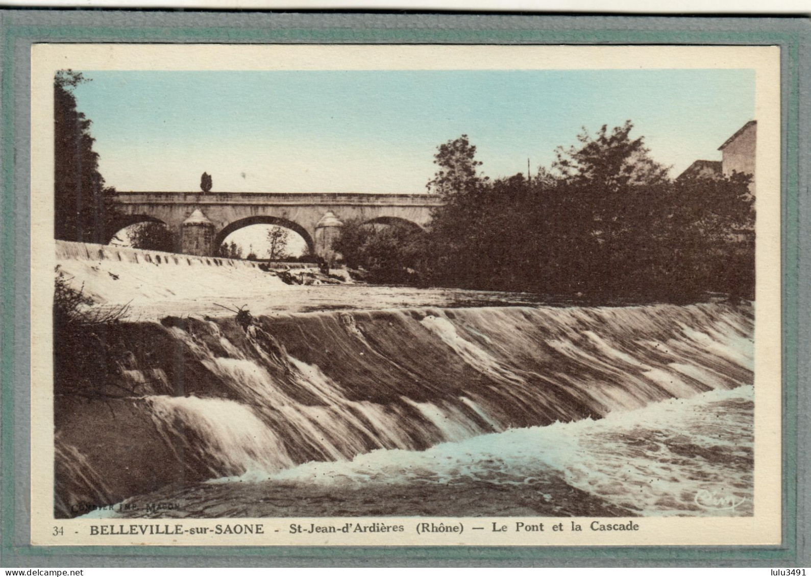 CPA (69) SAINT-JEAN-d'ARDIERES - Aspect Du Pont Et De La Cascade En 1943 - Carte Colorisée - Autres & Non Classés