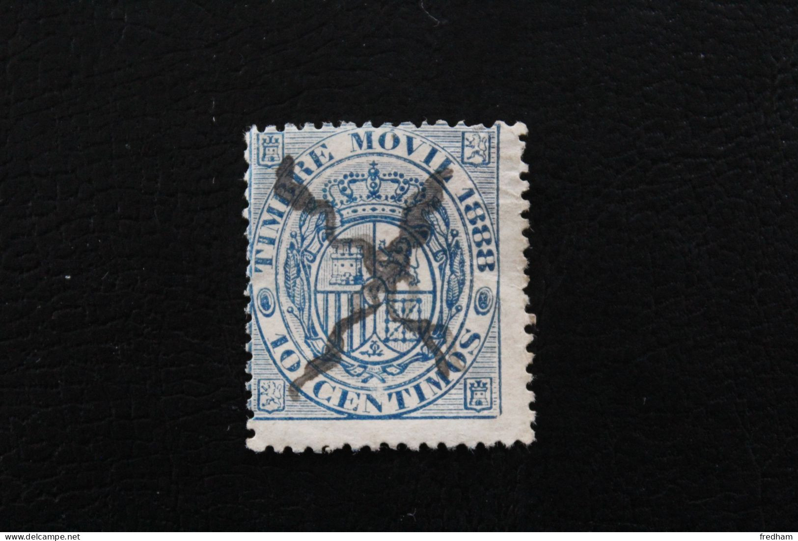 1888 TIMBRE FISCAL POSTAL 10 CENTIMOS BLEU ANNULATION MANUELLE  Y&T ES FP 7 - Fiscali-postali