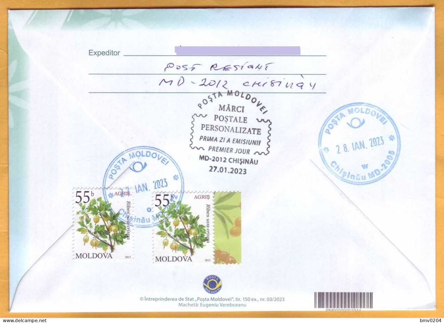 2023  Moldova Moldavie    FDC  Personalized Postage 2 Stamps - Moldavie