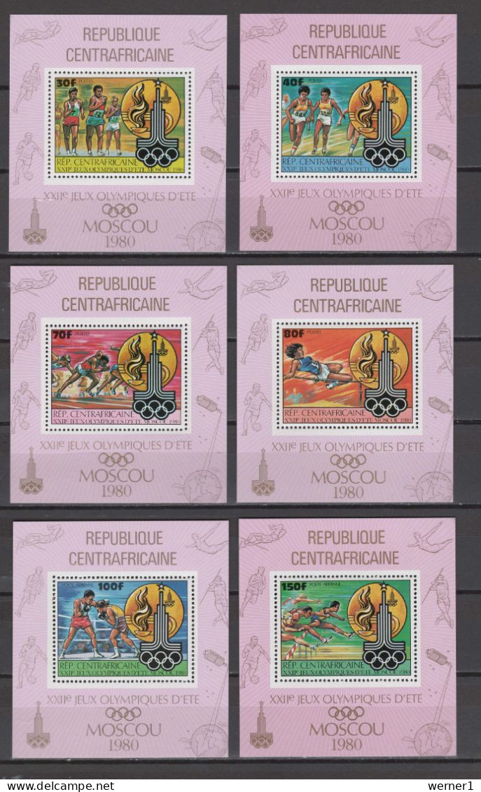 Central Africa 1980 Olympic Games Moscow, Space, Athletics, Boxing Set Of 6 S/s MNH -scarce- - Verano 1980: Moscu