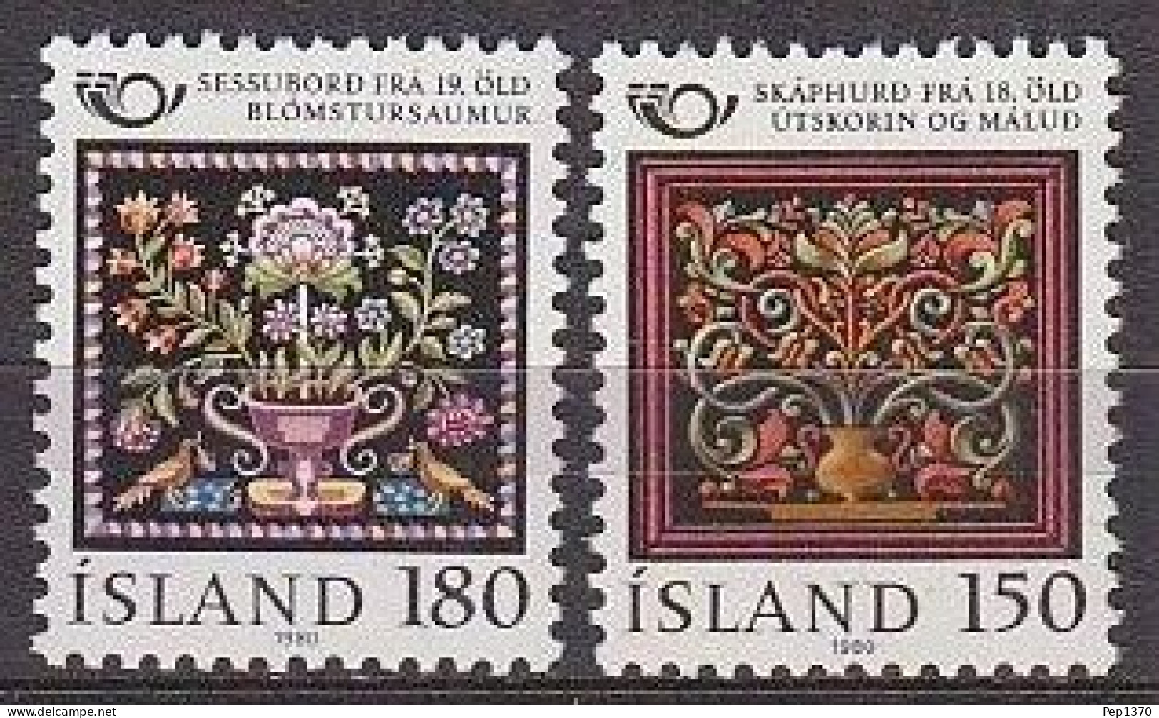 ISLANDIA 1980 - ICELAND - NORDEN '80 - ARTESANIA - BORDADOS - YVERT 509/510** - Textil