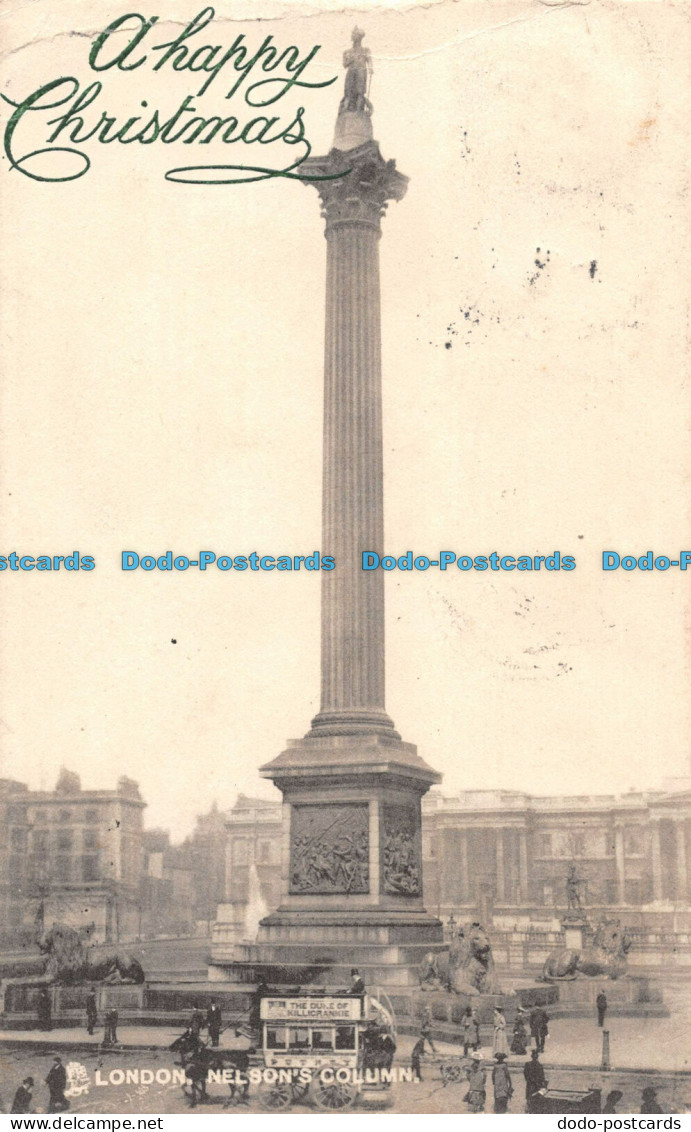 R088160 A Happy Christmas. London. Nelsons Column. Tuck. Town And City Post Card - Andere & Zonder Classificatie